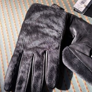 Banana Republic Black Calf Hair Leather Gloves